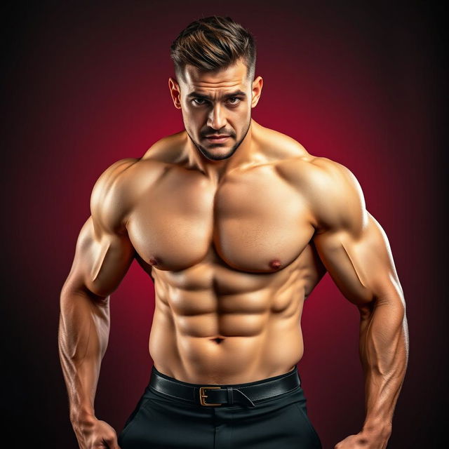 A confident man with athletic build posing in an artistic manner