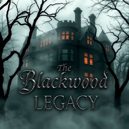 A haunting book cover for "The Blackwood Legacy"