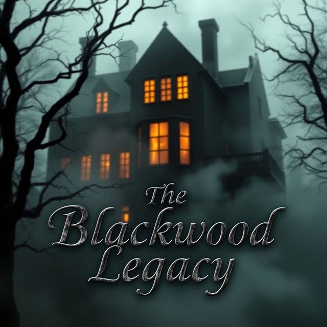 A haunting book cover for "The Blackwood Legacy"