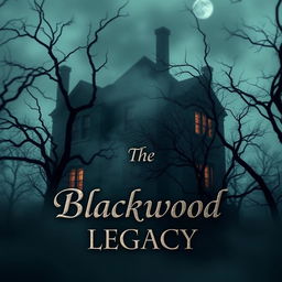 A haunting book cover for "The Blackwood Legacy"