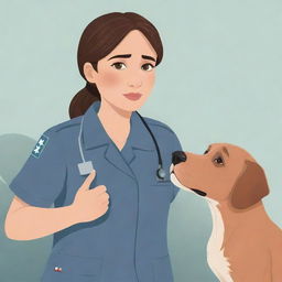 Vector illustration of a clever girl named Nala, recognizing her grandfather Otto's heart attack symptoms. She promptly calls an ambulance while assisting him. Image ending with a proud Nala, realizing she saved Otto's life despite her young age.