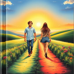 On the cover, portray two young individuals, a male and a female, each walking down separate paths that diverge from the center