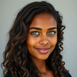 A portrait of Maitê, a young woman with striking beauty