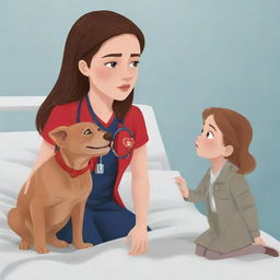 Vector illustration of Nala, a knowledgeable young girl, identifying her grandfather Otto's heart attack. She calls the ambulance and follows their instructions with precision. The image concludes with a proud Nala who has successfully saved Otto's life.