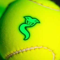 A vivid viper green logo glowing on a tennis ball, with a sleek and modern design