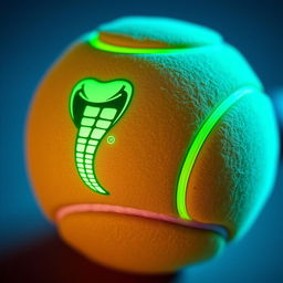 A vivid viper green logo glowing on a tennis ball, with a sleek and modern design