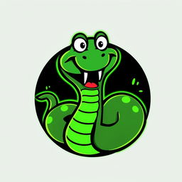 A humorous viper green logo with a playful glow, designed in a cartoonish style