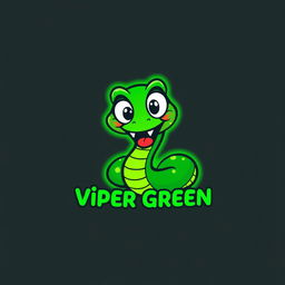 A humorous viper green logo with a playful glow, designed in a cartoonish style