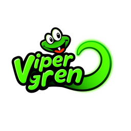 A humorous viper green logo with a playful glow, designed in a cartoonish style