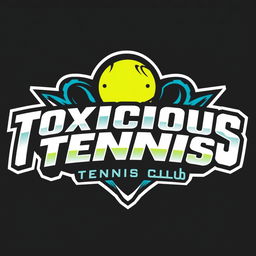 A striking logo for 'Toxicious Tennis Club', featuring bold typography and dynamic design elements