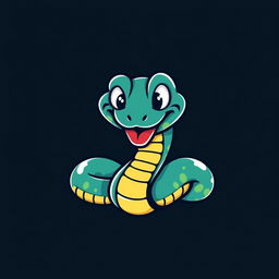 A humorous viper logo featuring a playful and cartoonish snake