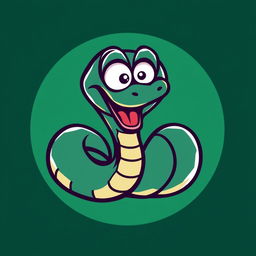 A humorous viper logo featuring a playful and cartoonish snake