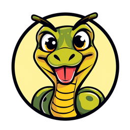 A humorous viper logo featuring a playful and cartoonish snake