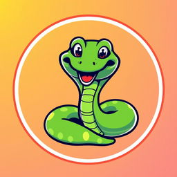 A humorous viper logo designed in a round format, featuring a playful and cartoonish snake