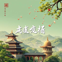 A captivating poster cover for the song "歌里枣庄" (Zaoyang in the Song), incorporating traditional Chinese elements with a modern twist