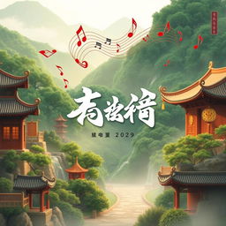 A captivating poster cover for the song "歌里枣庄" (Zaoyang in the Song), incorporating traditional Chinese elements with a modern twist