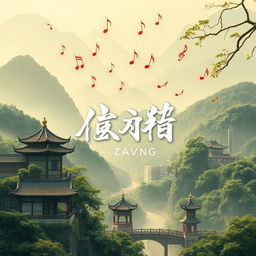 A captivating poster cover for the song "歌里枣庄" (Zaoyang in the Song), incorporating traditional Chinese elements with a modern twist