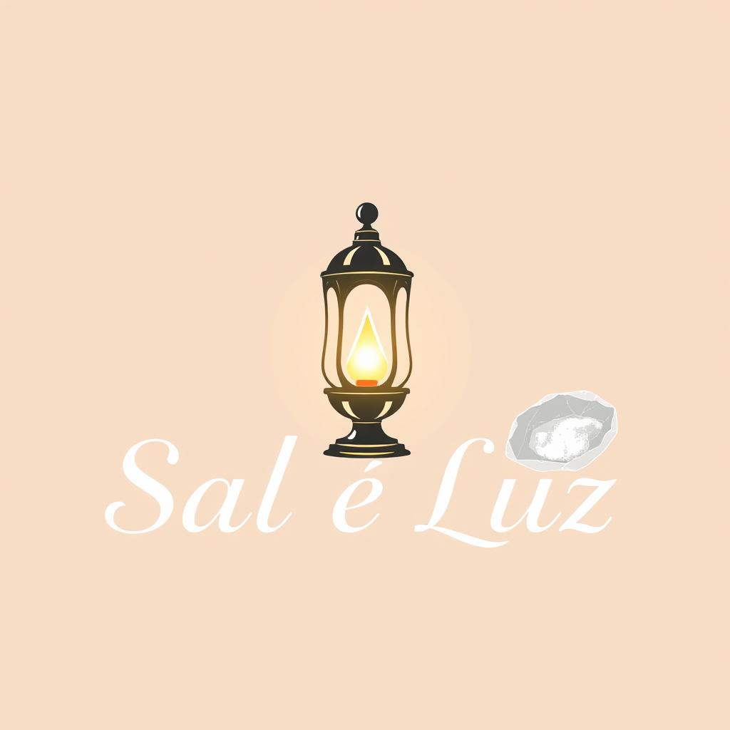 A captivating logo for the phrase "Sal e Luz" which incorporates a lamp and a salt crystal as symbols