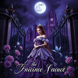 A dark fantasy gothic book cover featuring a realistic depiction of a princess in an elegant Victorian gown