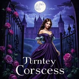 A dark fantasy gothic book cover featuring a realistic depiction of a princess in an elegant Victorian gown