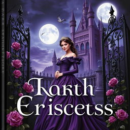 A dark fantasy gothic book cover featuring a realistic depiction of a princess in an elegant Victorian gown