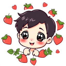 A cute kawaii sticker featuring a boy with short black hair