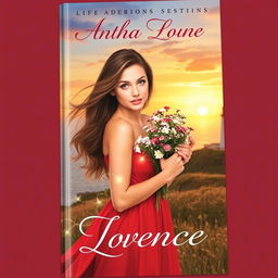 A romantic book cover featuring a beautiful young woman with flowing brown hair and large, expressive eyes