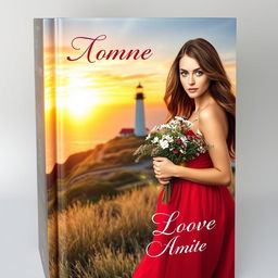 A romantic book cover featuring a beautiful young woman with flowing brown hair and large, expressive eyes