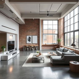 A loft-style open-plan apartment measuring 11 meters in length and 5 meters in width with a ceiling height of 2 meters