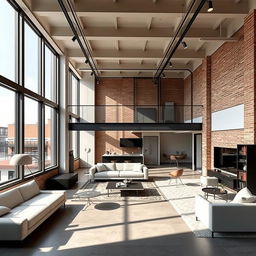 A loft-style open-plan apartment measuring 11 meters in length and 5 meters in width with a ceiling height of 2 meters