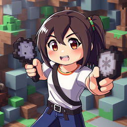 The character Alex from Minecraft in anime style, inspired by the Silpajea YouTube channel