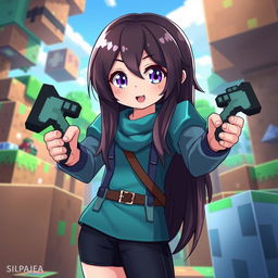 The character Alex from Minecraft in anime style, inspired by the Silpajea YouTube channel