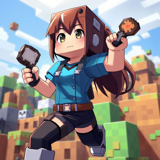 The character Alex from Minecraft in anime style, inspired by the Silpajea YouTube channel