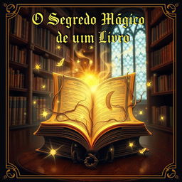 A magical and enchanting book cover for 'O Segredo Mágico de Um Livro'