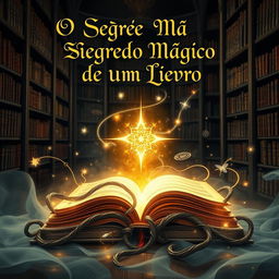 A magical and enchanting book cover for 'O Segredo Mágico de Um Livro'