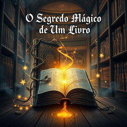 A magical and enchanting book cover for 'O Segredo Mágico de Um Livro'