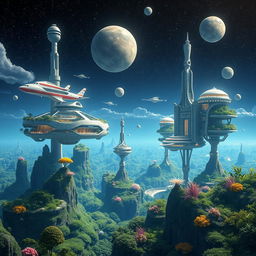 In the year 5000, envision a world where futuristic technologies have transformed landscapes