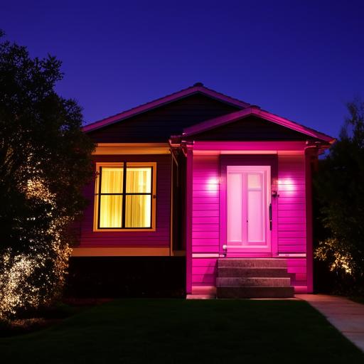 A house illuminated in an array of harmonious, vibrant, and inviting colors.