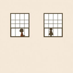 Two buildings with windows facing each other in a minimalist design