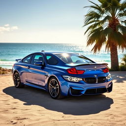 A stunning Laguna Seca Blue BMW M3 parked in a picturesque coastal setting