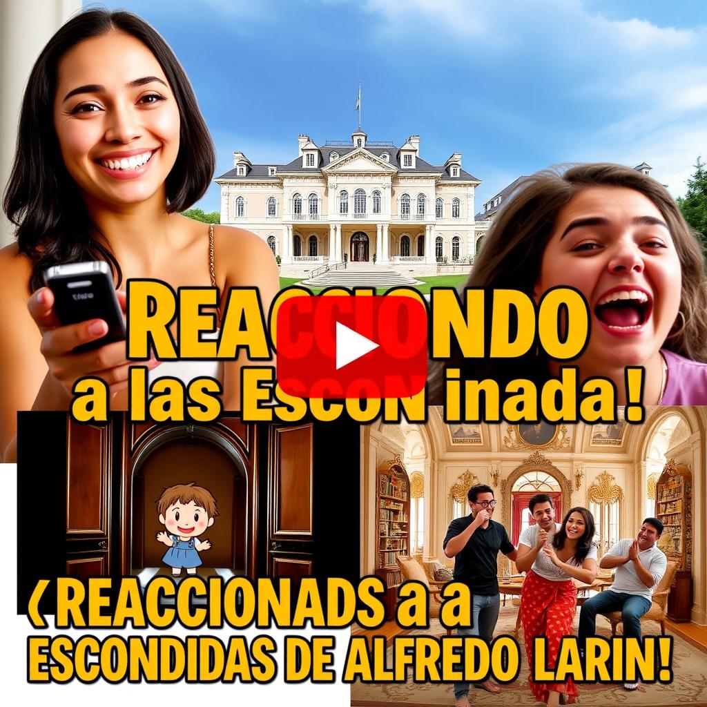 An exciting and compelling YouTube thumbnail for the video titled '¡Reaccionando a las Escondidas de Alfredo Larin!'