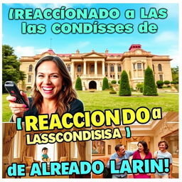 An exciting and compelling YouTube thumbnail for the video titled '¡Reaccionando a las Escondidas de Alfredo Larin!'