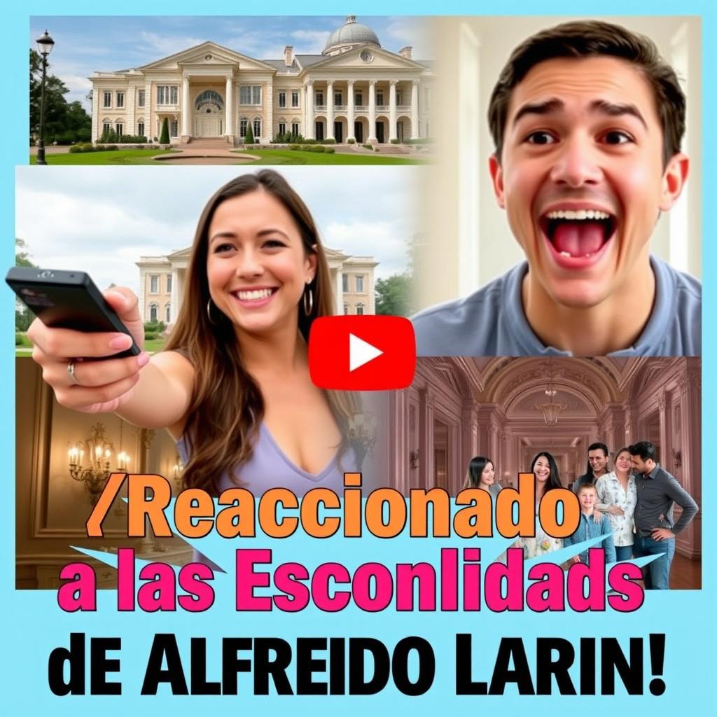 An exciting and compelling YouTube thumbnail for the video titled '¡Reaccionando a las Escondidas de Alfredo Larin!'