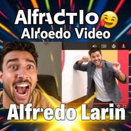 A lively YouTube thumbnail capturing the essence of a reaction video featuring Alfredo Larin