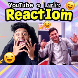 A lively YouTube thumbnail capturing the essence of a reaction video featuring Alfredo Larin