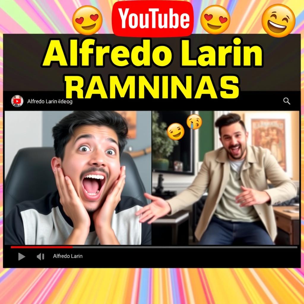 A lively YouTube thumbnail capturing the essence of a reaction video featuring Alfredo Larin