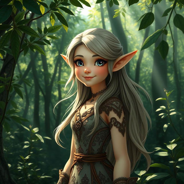 A magical and enchanting elf standing amidst a lush forest