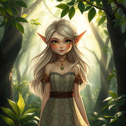 A magical and enchanting elf standing amidst a lush forest