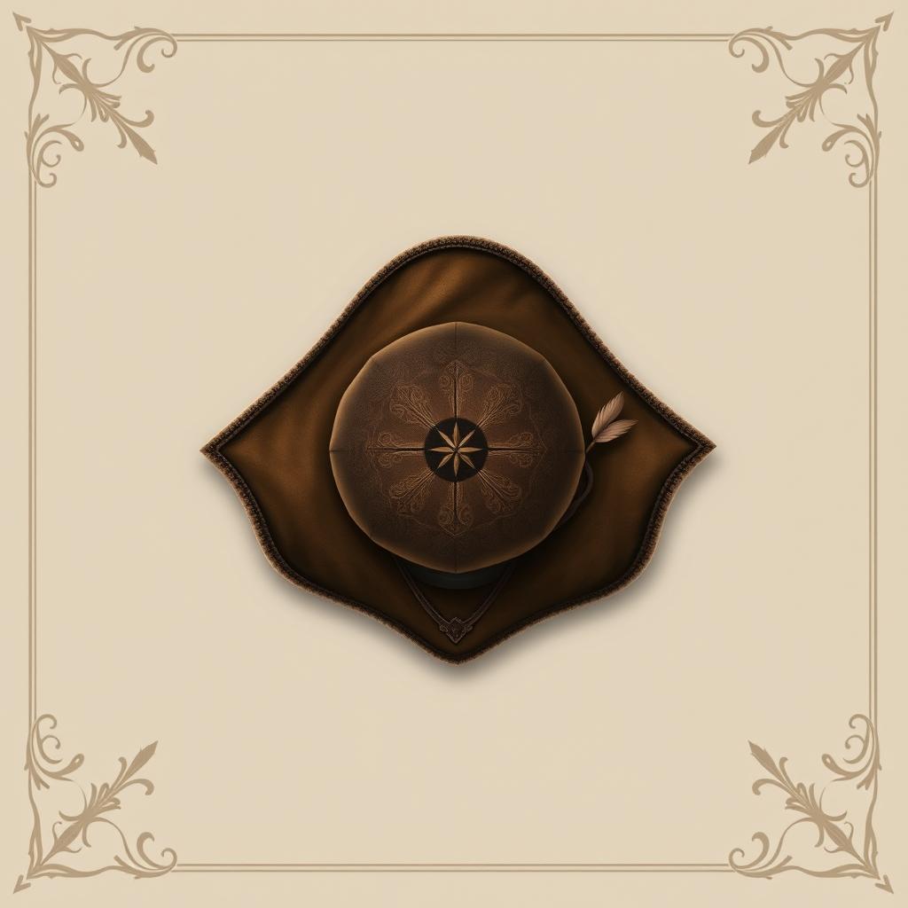 An artistic depiction of a tricorne hat from a top view perspective