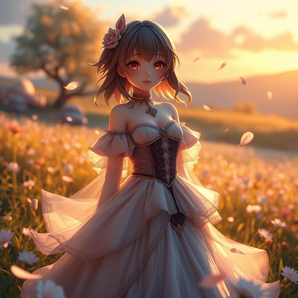 A captivating 3D anime character set in a whimsical fantasy world